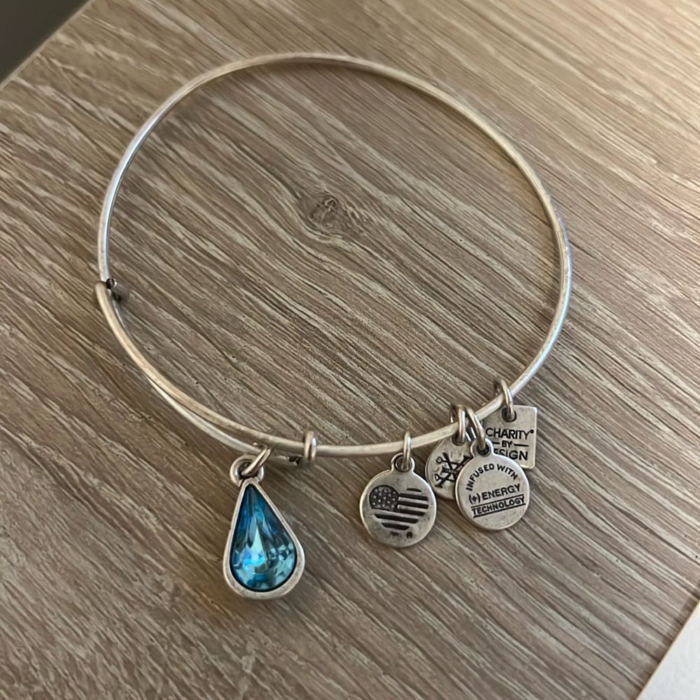 ALEX & ANI Teardrop March Birthstone Charm Bracelet